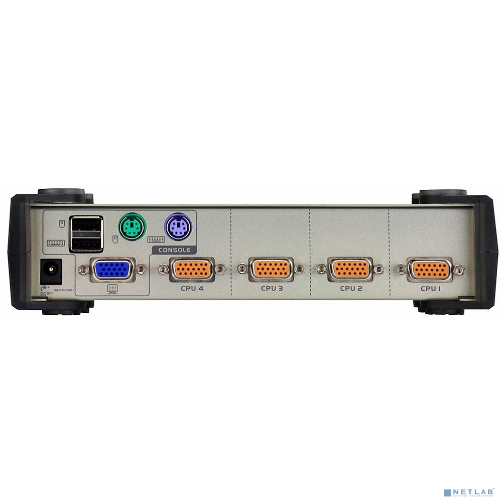 Переключатель KVM ATEN PS2/USB+VGA =>  4 cpu PS2/USB+VGA,  2048x1536, настол., исп.стандарт.шнуры, без OSD (CS84U-AT)