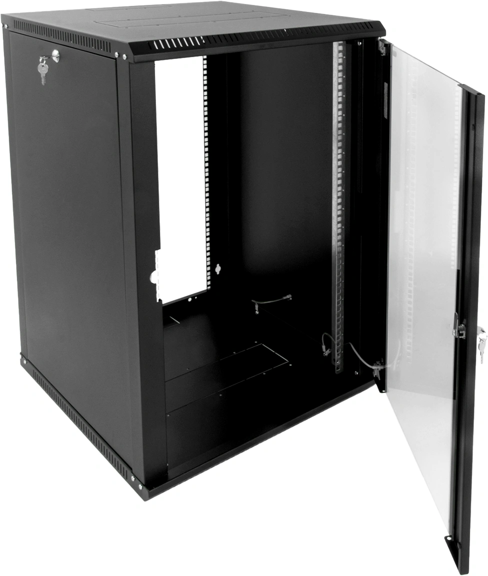 ЦМО Шкаф телекоммуникационный настенный разборный 18U (600 x 650) дверь стекло, цвет черный (ШРН-Э-18.650-9005) (1коробка)