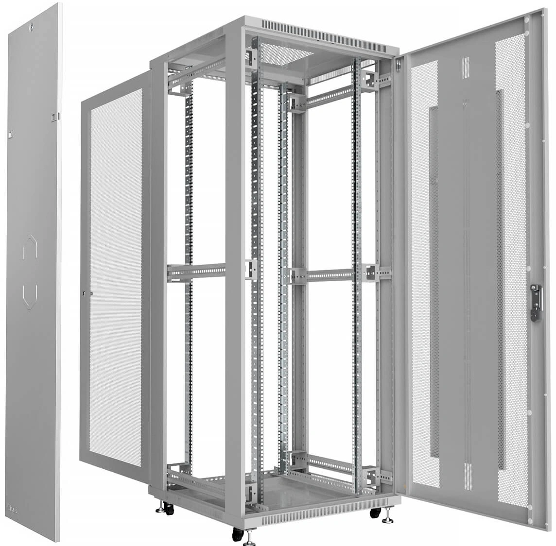Cabeus ND-05C-42U80/100 Шкаф монтажный телекоммуникационный 19" напольный для распределительного и серверного оборудования 42U 800x1000x2055mm (ШхГхВ) передняя и задняя перфорированные двери, ручка с Cabeus ND-05C-42U80/100 Шкаф монтажный телекоммуникационный 19" напольный для распределительного и серверного оборудования 42U 800x1000x2055mm (ШхГхВ) передняя и задняя перфорированные двери, ручка с