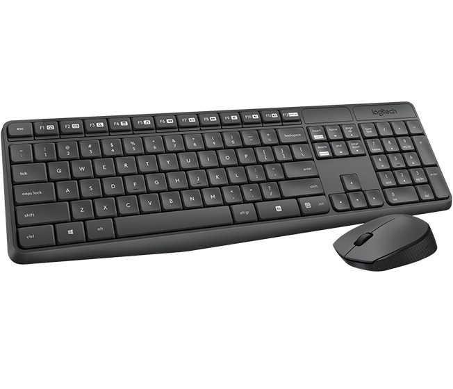 920-007948 Logitech Клавиатура + мышь MK235 GREY USB оригинальная заводская гравировка RU/LAT
