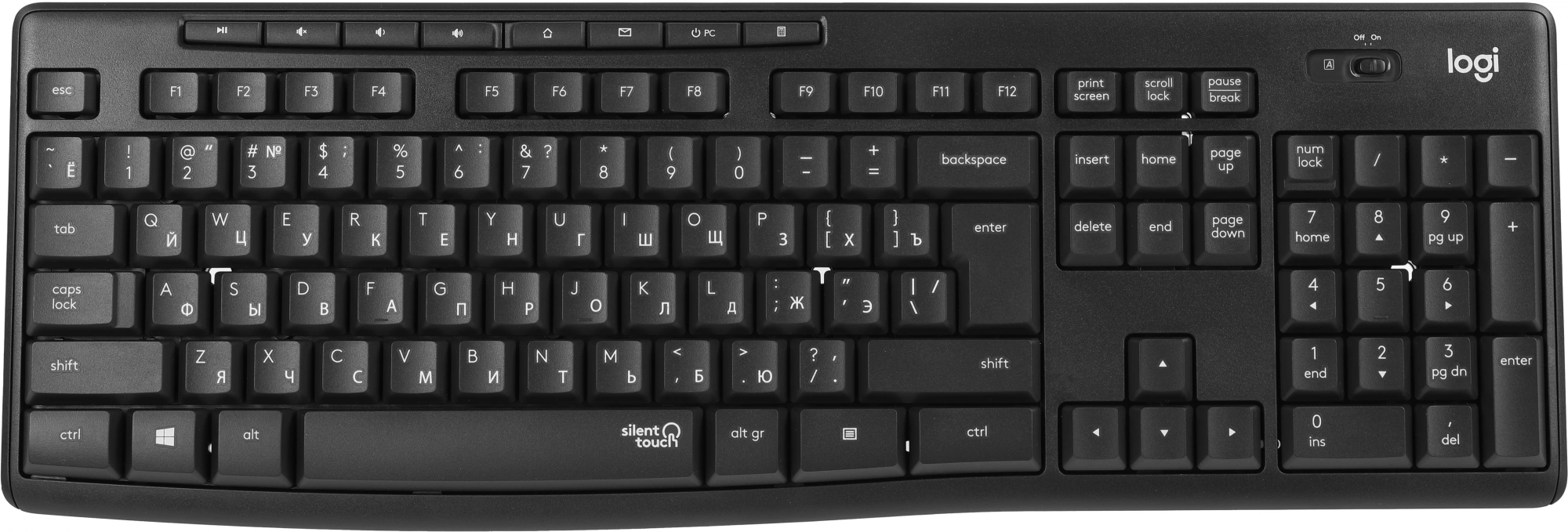 920-009807 Logitech Клавиатура + мышь MK295 с поддержкой SilentTouch заводская гравировка RU/LAT