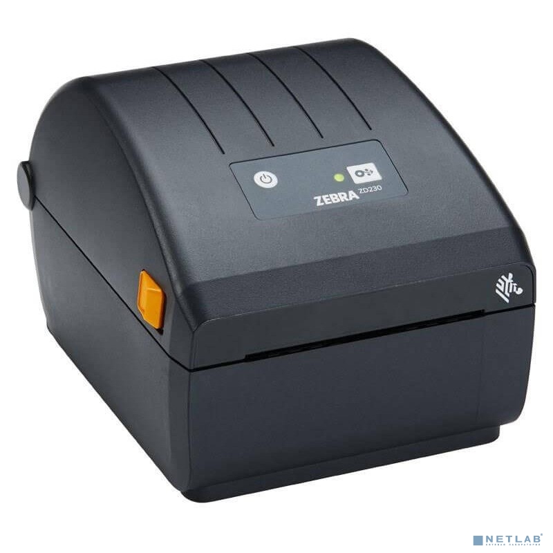 Zebra DT ZD230; Standard EZPL, 203 dpi, EU/UK Power Cord, USB, Ethernet, Dispenser (Peeler)