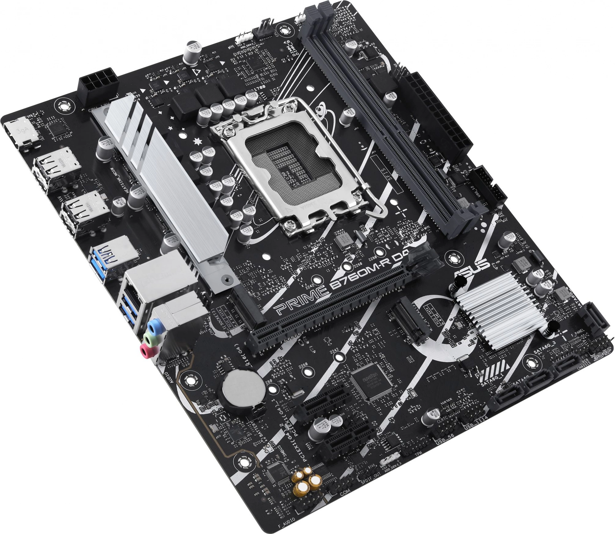 ASUS PRIME B760M-R D4 (Socket 1700, mATX, 2xDDR4(64GB), HDMI 2.1, 1xPCIe 4.0x16/2xPCIe 4.0 x1 , 1xLAN (2.5GbE), 4xSATA 6Gb/s, 2xM.2, 4xUSB 3.2, 4xUSB 2.0)