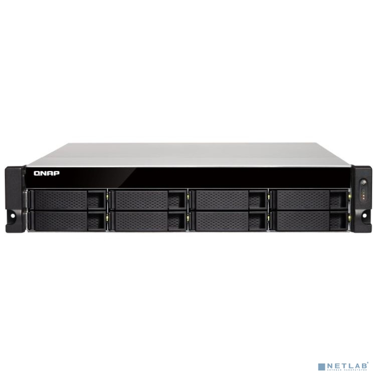 QNAP TS-863XU-RP-4G Сетевое хранилище 8-tray w/o HDD, Quad-core 64-bit AMD 2.0GHz, 4GB DDR3L (1x4GB ) up to 16GB (2x8GB ),1x 10G LAN RJ45, 4x1GbE LAN, 2U Rackmount, 2x250W PSU.  W/o rail kit RAIL-B02