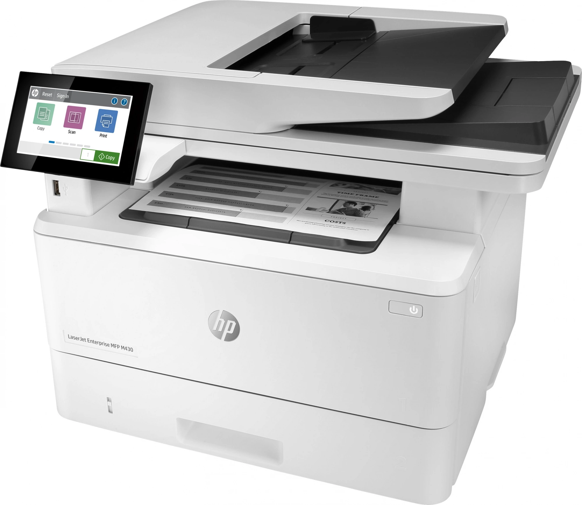 HP LaserJet Ent M430f (3PZ55A) {A4, 1200dpi, 40ppm, 2048Mb, 2лотка(250+100л), duplex, ePrint, USB/GLAN}