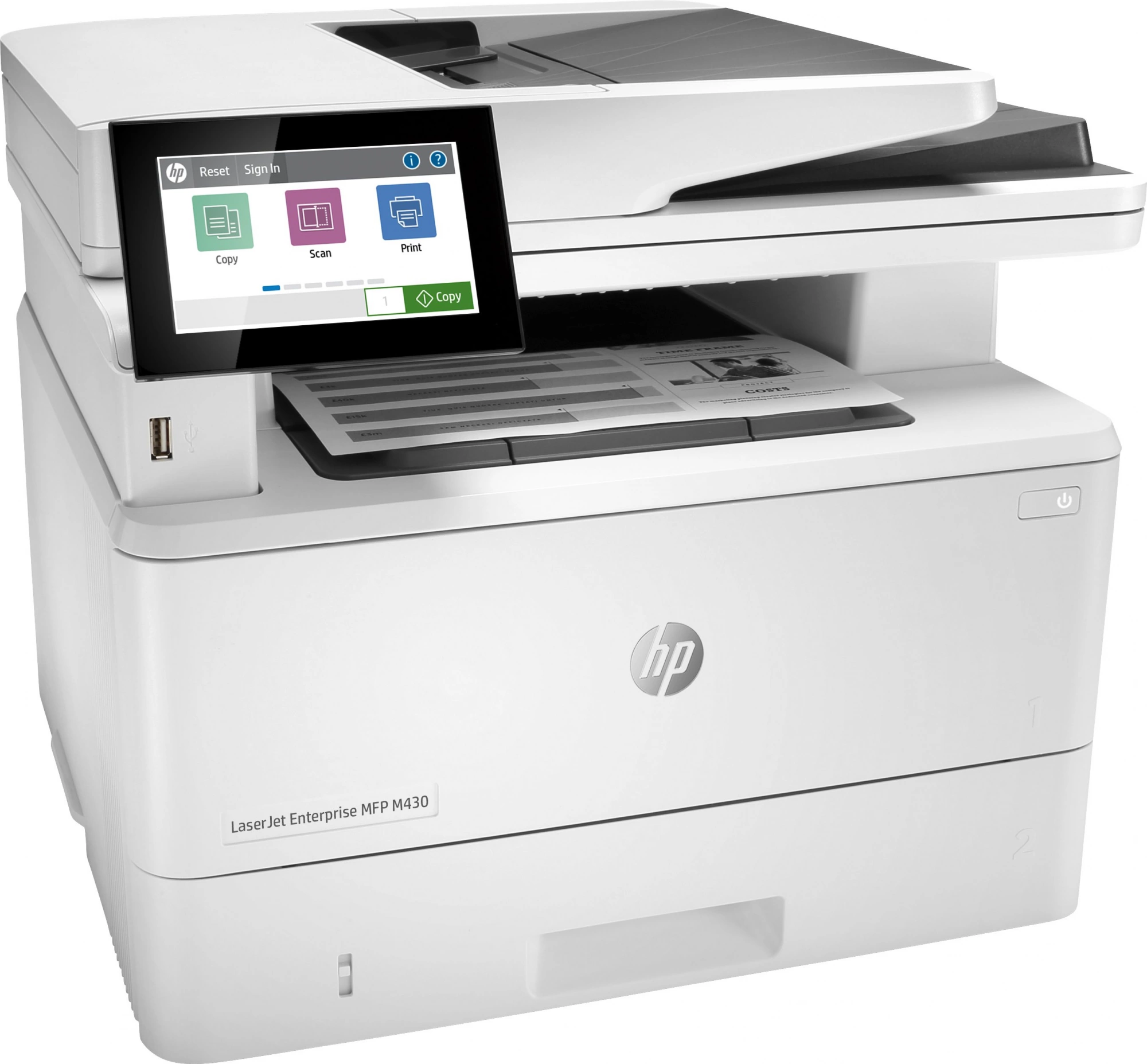 HP LaserJet Ent M430f (3PZ55A) {A4, 1200dpi, 40ppm, 2048Mb, 2лотка(250+100л), duplex, ePrint, USB/GLAN}