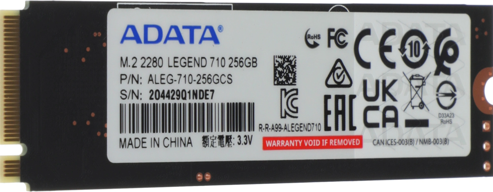 A-DATA SSD 256GB LEGEND 710 M.2 2280 ALEG-710-256GCS PCIe Gen3x4 with NVMe