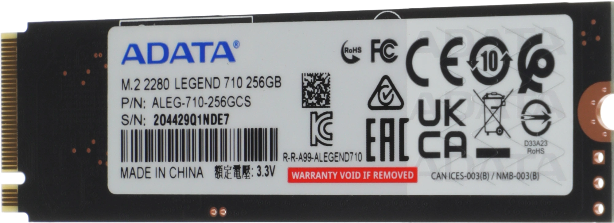 A-DATA SSD 256GB LEGEND 710 M.2 2280 ALEG-710-256GCS PCIe Gen3x4 with NVMe