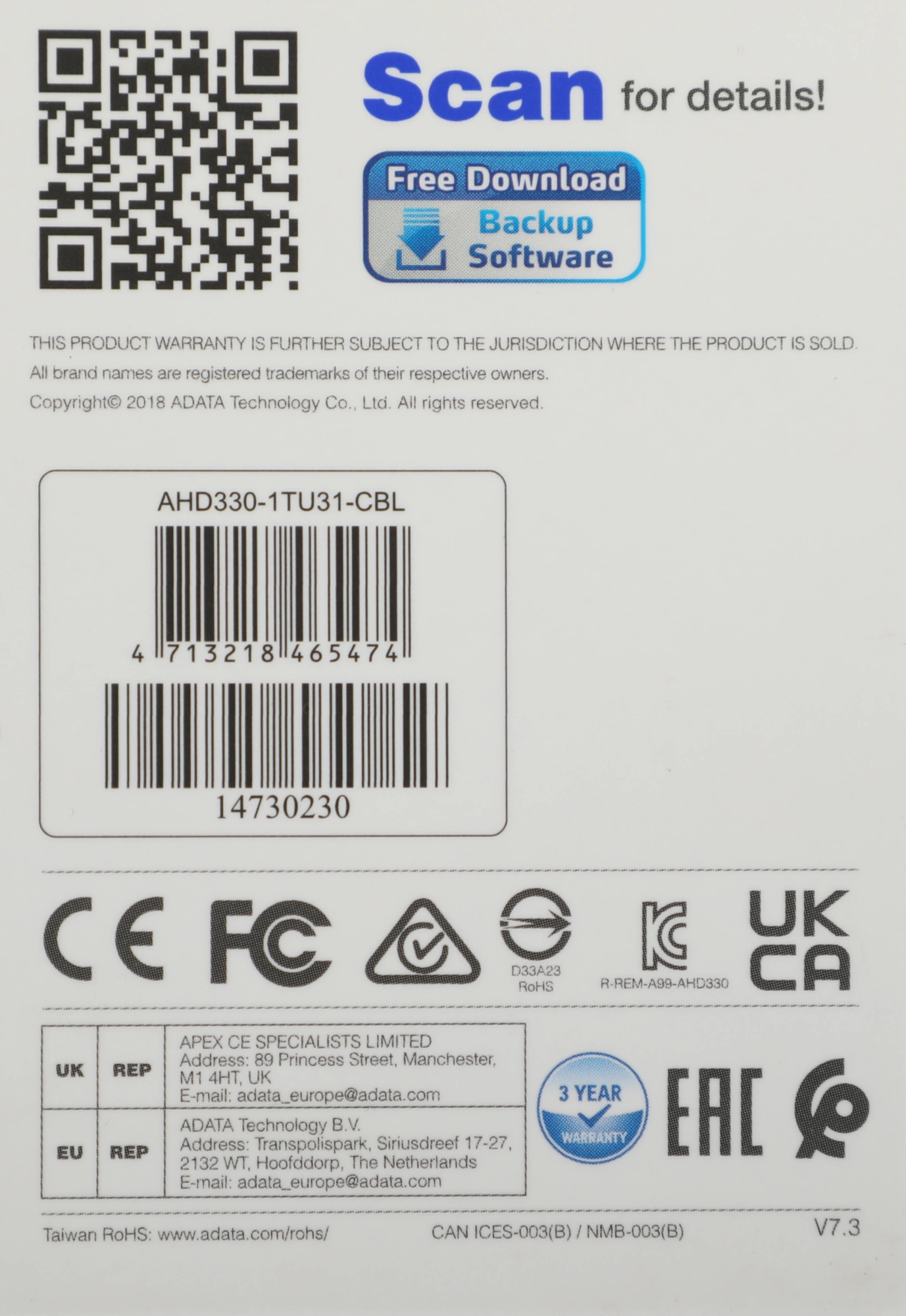 A-DATA AHD330-1TU31-CBL