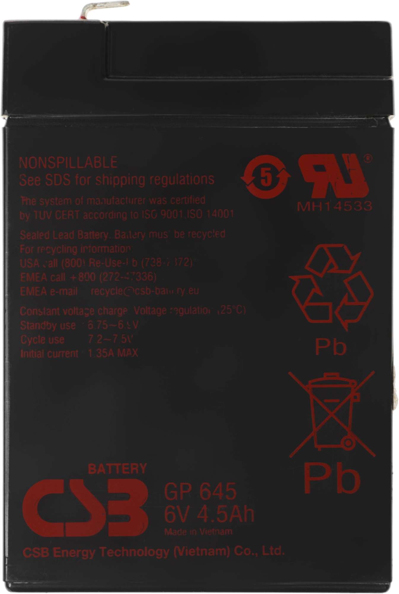 CSB Батарея GP645 (6V 4.5Ah) CSB Батарея GP645 (6V 4.5Ah)