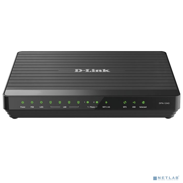 D-Link DPN-124G/2S1U/A1A Беспроводной абонентский голосовой шлюз GPON ONT с 1 GPON-портом, 4 портами 10/100/1000Base-T, 2 FXS-портами и 1 USB-портом