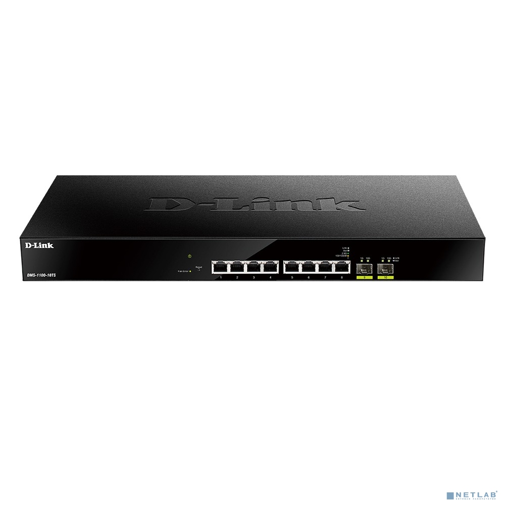 D-Link DMS-1100-10TS/A1A Настраиваемый L2 коммутатор с 8 портами 100/1000/2.5GBase-T и 2 портами 10GBase-X SFP+
