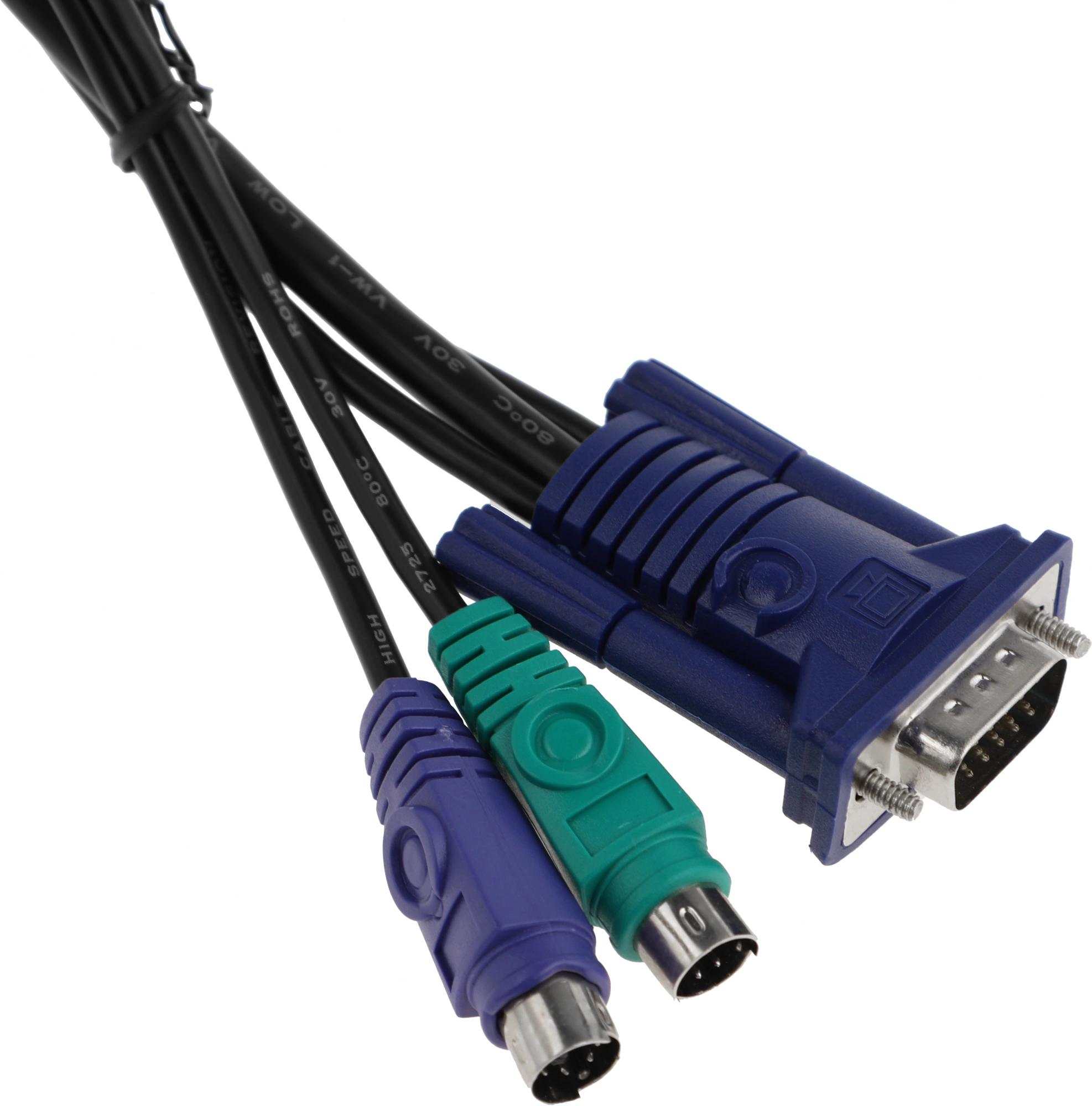 D-Link DKVM-CB/B1A Кабель KVM длиной 1,8 м с разъемами VGA и PS/2 для DKVM-4K/B
