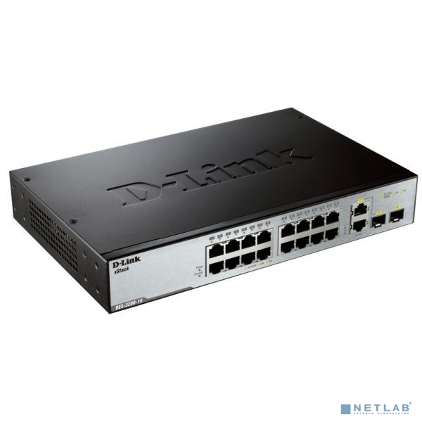 D-Link DES-3200-18_RFB/A1 Восстановленный в производственных условиях управляемый коммутатор 2 уровня с 16 портами 10/100Base-TX и 2 комбо-портами 100/1000Base-T/SFP. D-Link DES-3200-18_RFB/A1 Восстановленный в производственных условиях управляемый коммутатор 2 уровня с 16 портами 10/100Base-TX и 2 комбо-портами 100/1000Base-T/SFP.