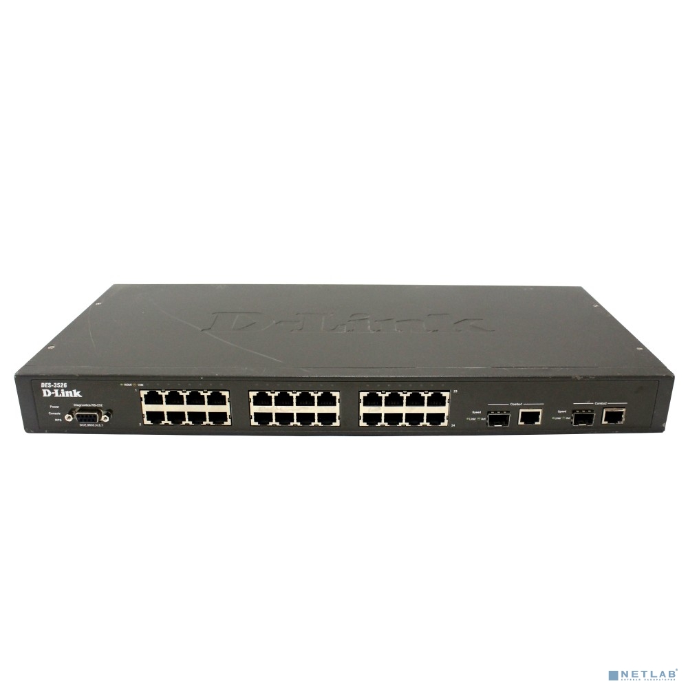 D-Link DES-3526_RFB/A22 Восстановленный в производственных условиях управляемый коммутатор 2 уровня с 24 портами 10/100Base-TX, 2 комбо-портами 1000Base-T/SFP (H/W А2).