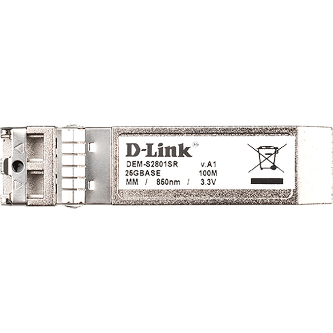 D-Link DEM-S2801SR/A1A Трансивер SFP28 с 1 портом 25GBase-SR для многомодового оптического кабеля OM3 (до 70 м) / OM4 (до 100 м)