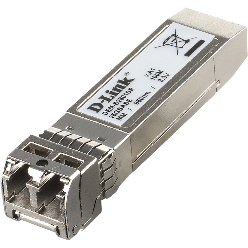 D-Link DEM-S2801SR/A1A Трансивер SFP28 с 1 портом 25GBase-SR для многомодового оптического кабеля OM3 (до 70 м) / OM4 (до 100 м)