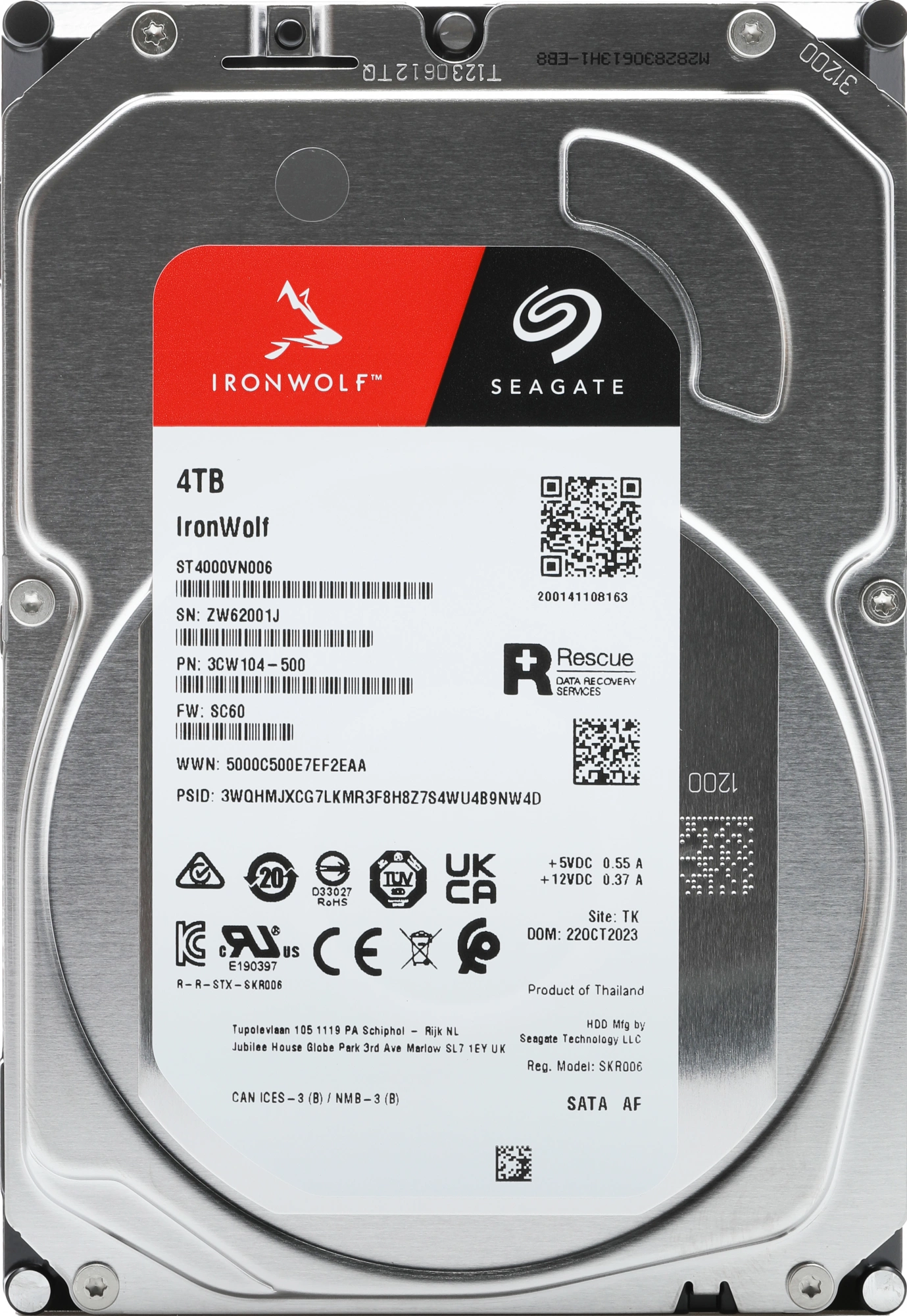 4TB Seagate Ironwolf (ST4000VN006) {SATA 6.0Gb/s, 5400 rpm, 256mb buffer, 3.5", для NAS}