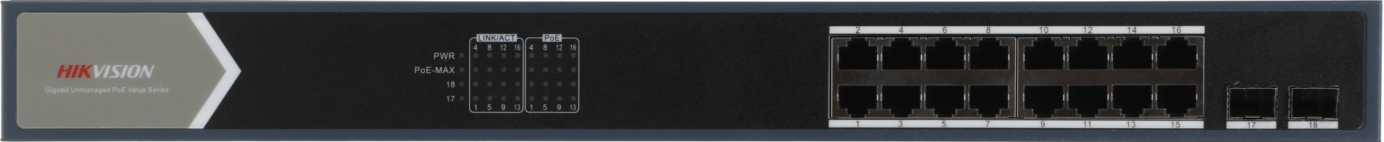 HIKVISION DS-3E0518P-E/M 16 RJ45 1000M PoE с грозозащитой 6кВ HIKVISION DS-3E0518P-E/M 16 RJ45 1000M PoE с грозозащитой 6кВ