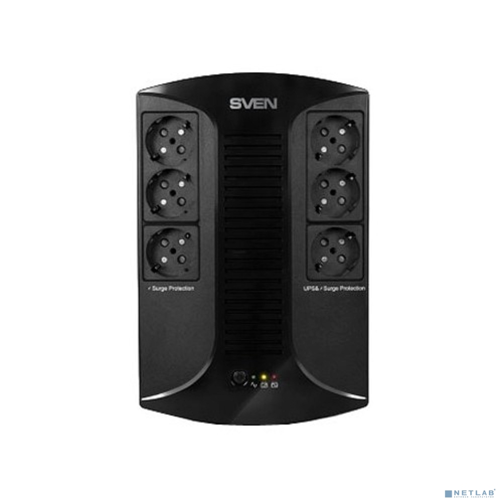 SVEN Источник бесперебойного питания SVEN UP-L1000E, с 6 выходными розетками (3 с питанием от батареи +3 сетевой фильтр)