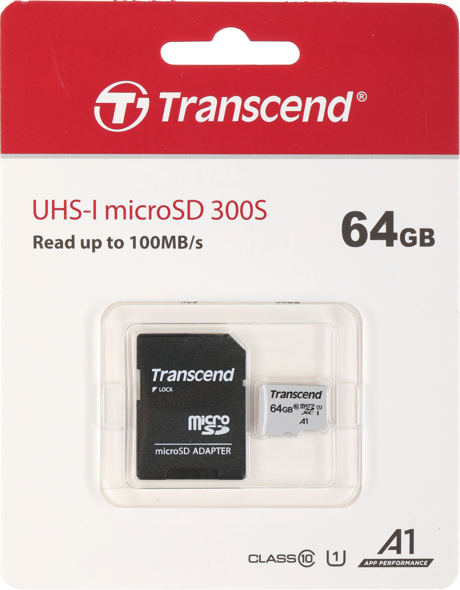 Micro SecureDigital 64Gb Transcend Class 10 TS64GUSD300S-A {MicroSDXC Class 10 UHS-I, SD adapter}