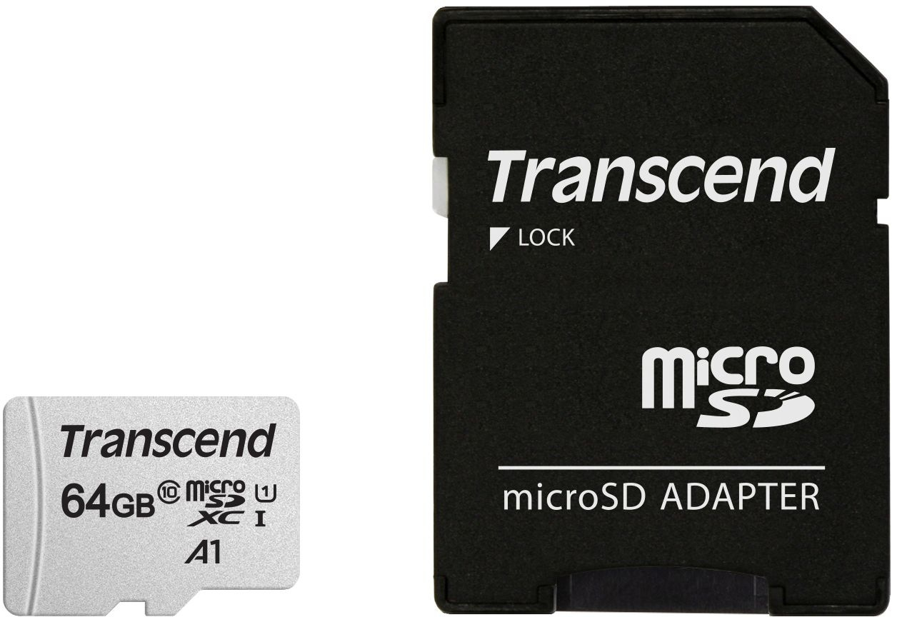 Micro SecureDigital 64Gb Transcend Class 10 TS64GUSD300S-A {MicroSDXC Class 10 UHS-I, SD adapter}