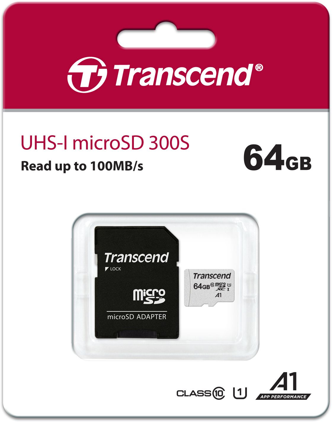 Micro SecureDigital 64Gb Transcend Class 10 TS64GUSD300S-A {MicroSDXC Class 10 UHS-I, SD adapter}