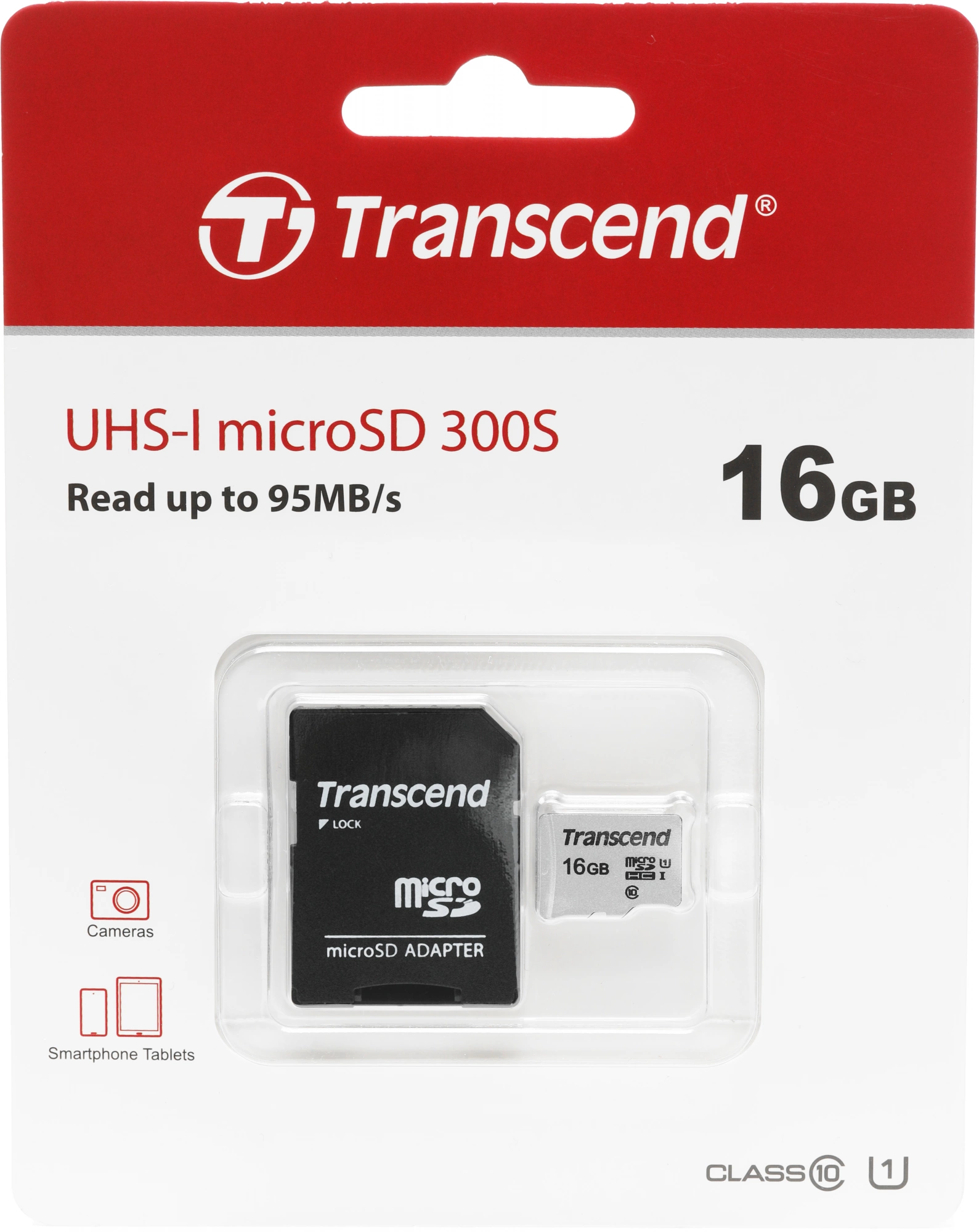 Micro SecureDigital 16Gb Transcend  TS16GUSD300S-A {MicroSDHC Class 10 UHS-I, SD adapter}