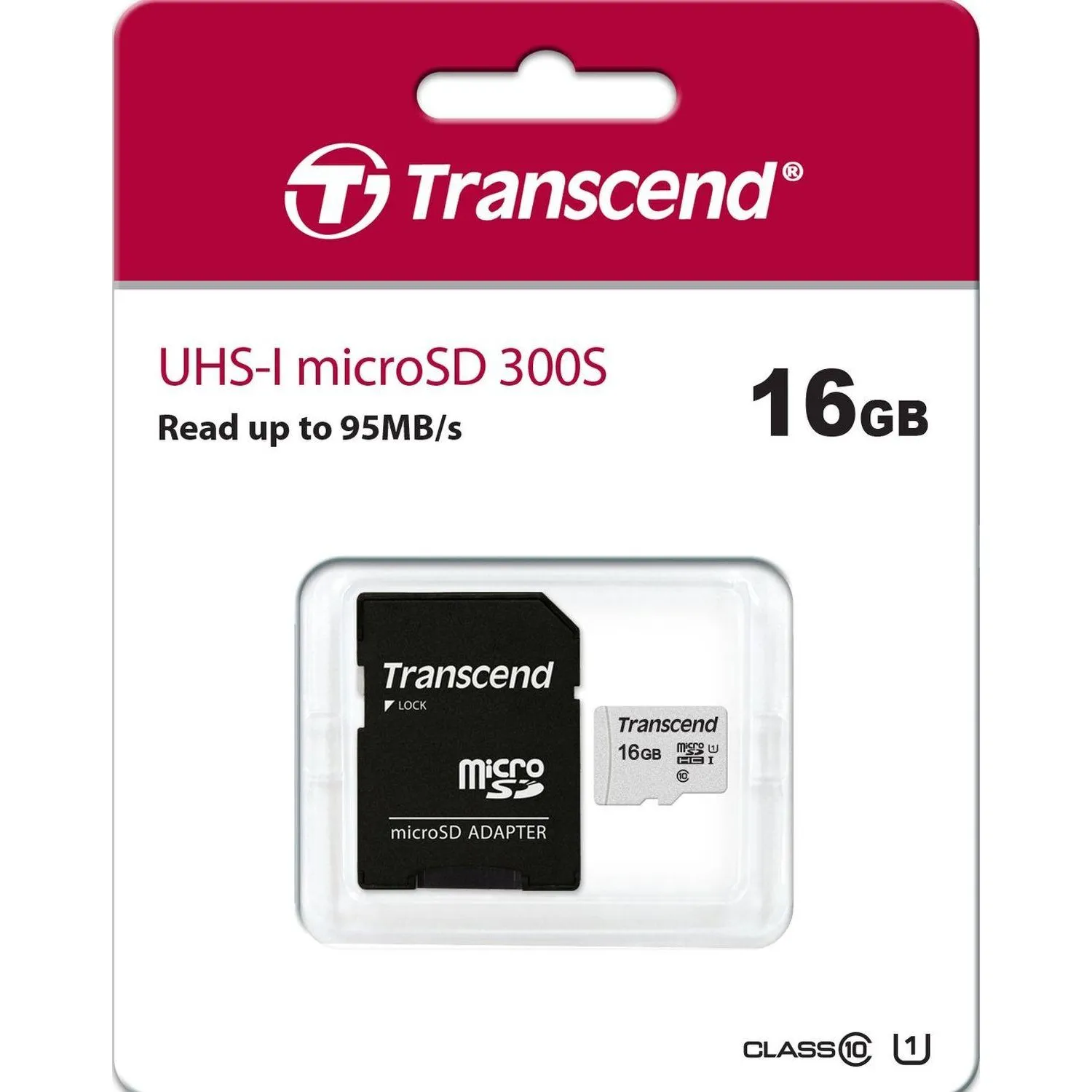 Micro SecureDigital 16Gb Transcend  TS16GUSD300S-A {MicroSDHC Class 10 UHS-I, SD adapter}