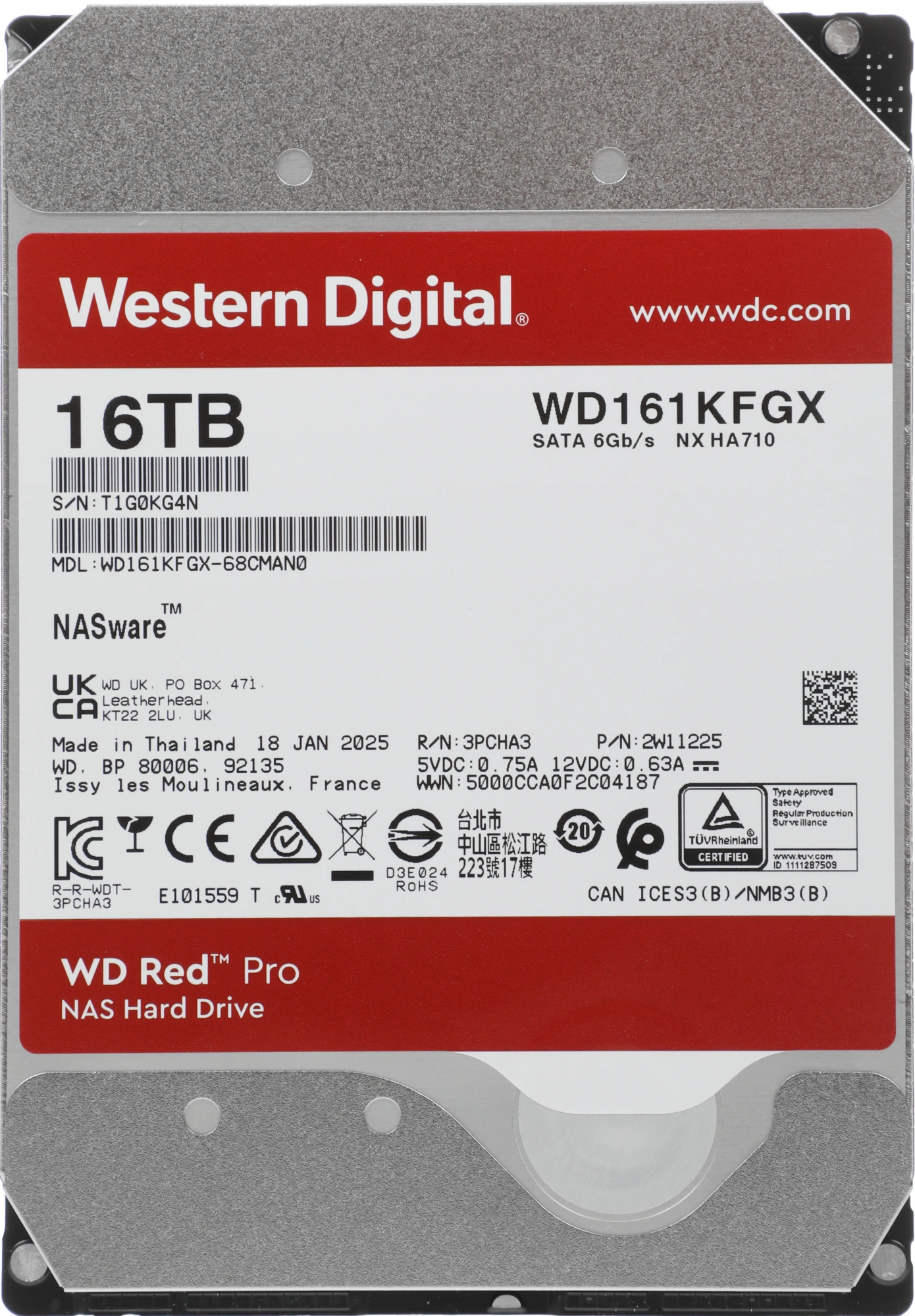 16TB WD Red Pro (WD161KFGX) {Serial ATA III, 7200- rpm,512Mb, 3.5"} 16TB WD Red Pro (WD161KFGX) {Serial ATA III, 7200- rpm,512Mb, 3.5"}