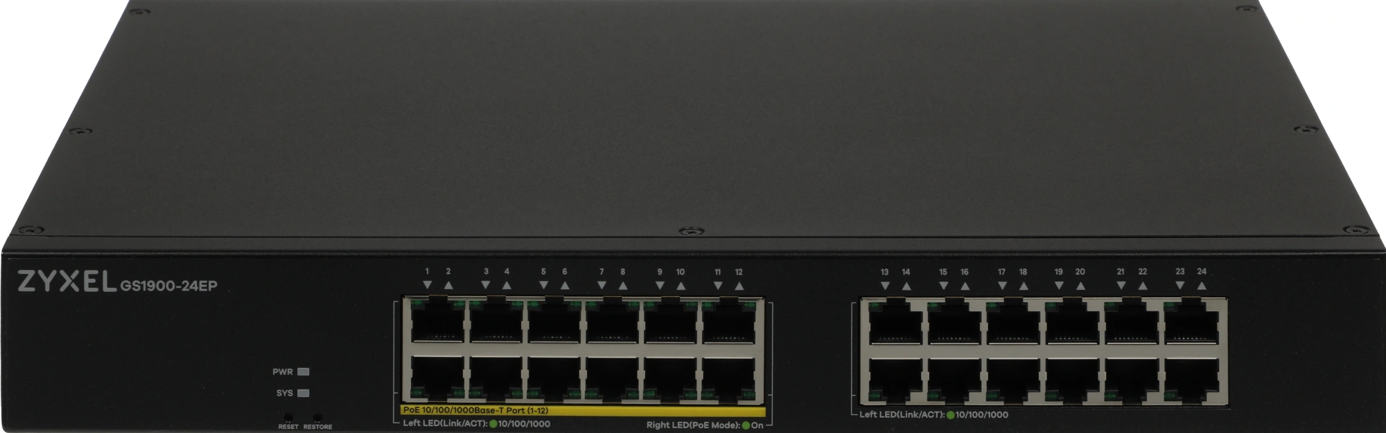 ZYXEL GS1900-24EP-EU0101F Коммутатор 24G 12PoE+ 130W управляемый ZYXEL GS1900-24EP-EU0101F Коммутатор 24G 12PoE+ 130W управляемый