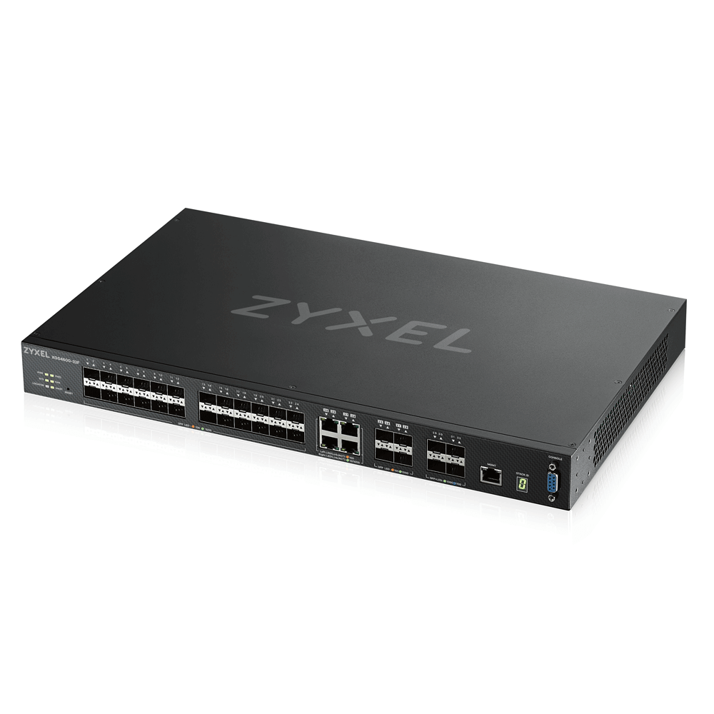 ZYXEL XGS4600-32F-ZZ0102F L3 коммутатор Zyxel XGS4600-32F, 24xSFP, 4xCombo (SFP/RJ-45), 4xSFP+, стекируемый (до 4), 2 источника питания AC