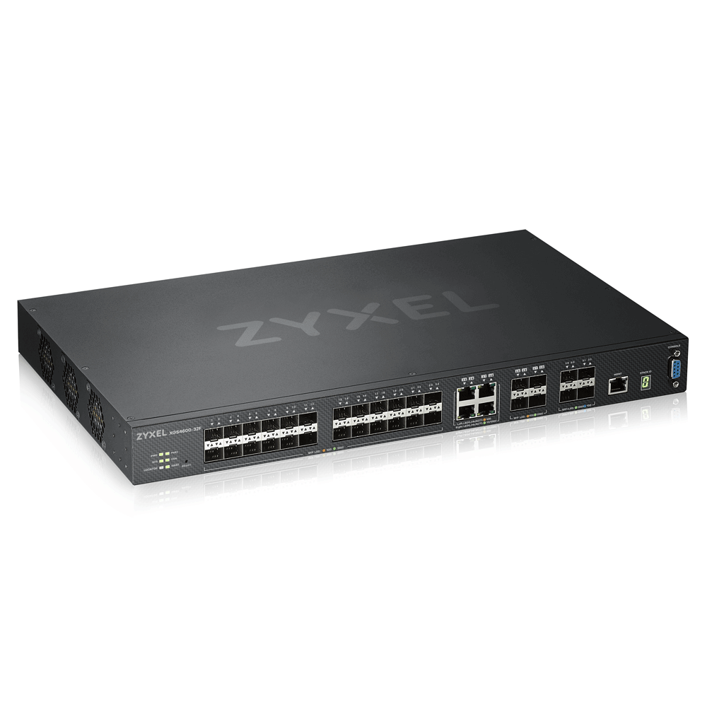 ZYXEL XGS4600-32F-ZZ0102F L3 коммутатор Zyxel XGS4600-32F, 24xSFP, 4xCombo (SFP/RJ-45), 4xSFP+, стекируемый (до 4), 2 источника питания AC