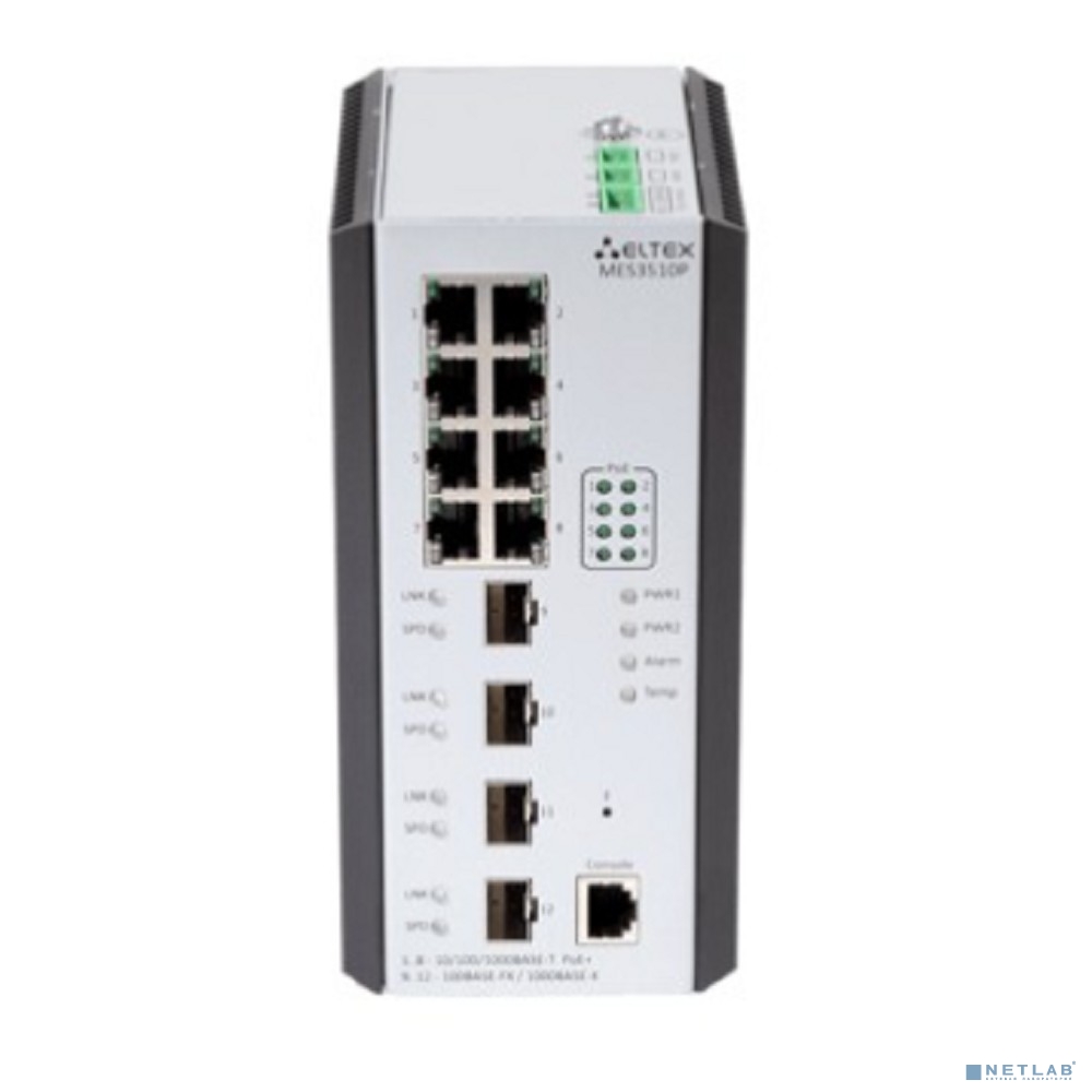 ELTEX MES3510P Ethernet-коммутатор 8 портов 10/100/1000BASE-T (PoE/PoE+), 4 порта 100BASE-FX/1000BASE-X (SFP), L3 ELTEX MES3510P Ethernet-коммутатор 8 портов 10/100/1000BASE-T (PoE/PoE+), 4 порта 100BASE-FX/1000BASE-X (SFP), L3