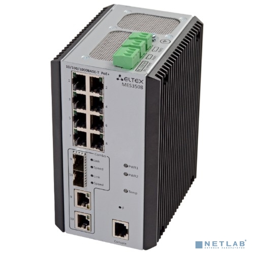 ELTEX MES3508 Ethernet-коммутатор 8х10/100/1000Base-T, 2хcombo 10/100/1000Base-T/1000Base-X, L3, 20-70 VDC ELTEX MES3508 Ethernet-коммутатор 8х10/100/1000Base-T, 2хcombo 10/100/1000Base-T/1000Base-X, L3, 20-70 VDC