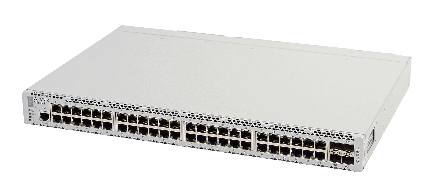 ELTEX MES3348 Ethernet-коммутатор MES3348, 48 портов 10/100/1000Base-T, 4 порта 10GBase-R (SFP+)/1000Base-X(SFP), L3, 2 слота для модулей питания