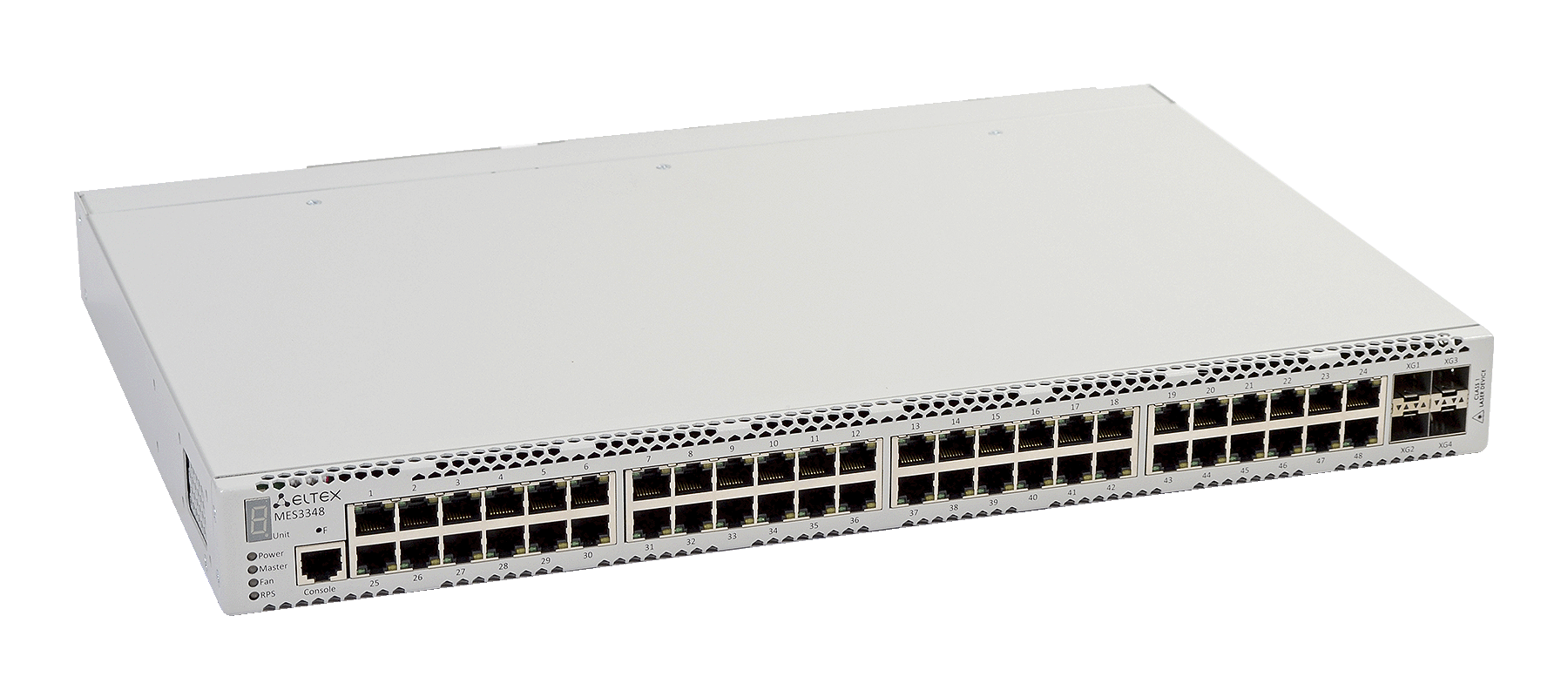 ELTEX MES3348 Ethernet-коммутатор MES3348, 48 портов 10/100/1000Base-T, 4 порта 10GBase-R (SFP+)/1000Base-X(SFP), L3, 2 слота для модулей питания