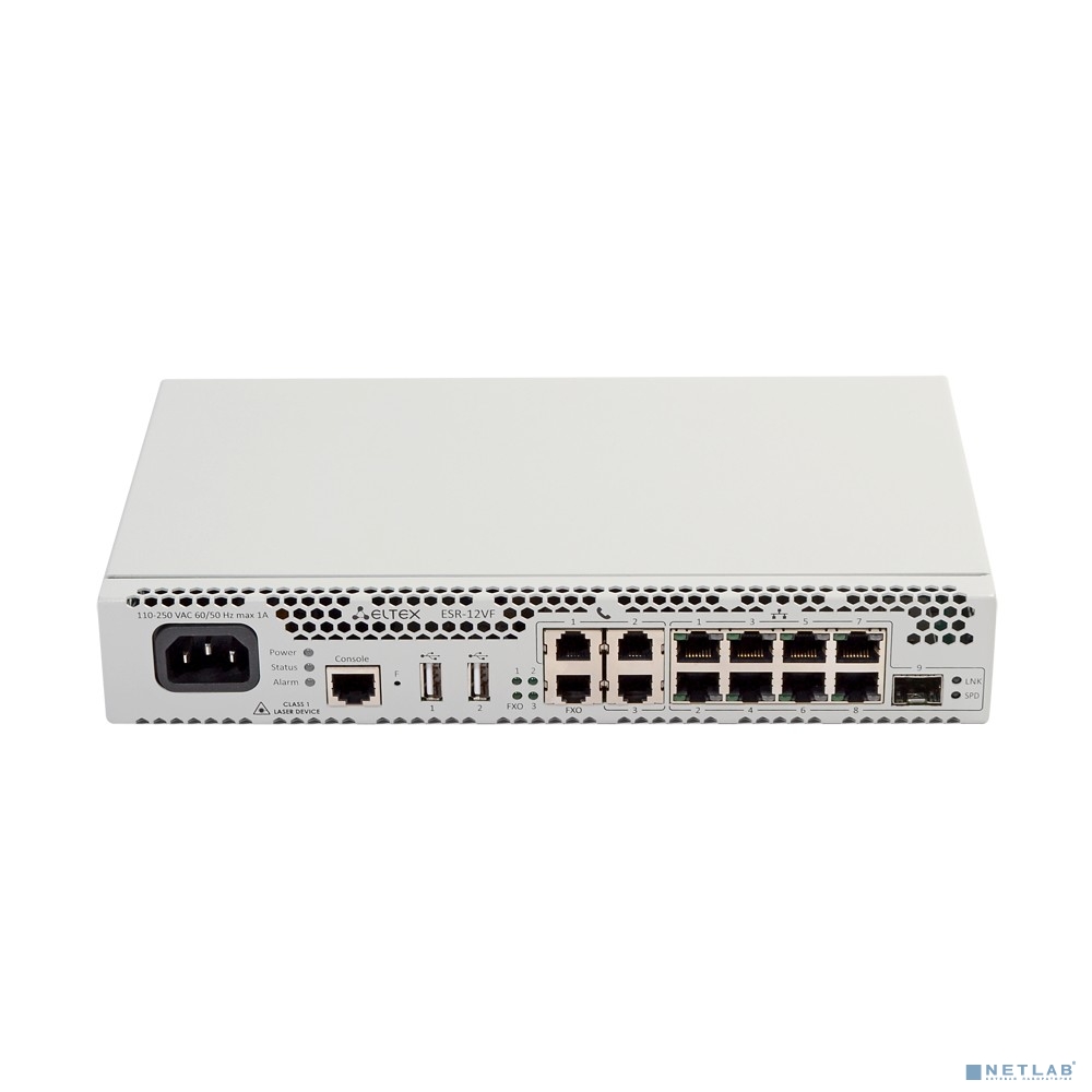 ELTEX ESR-12VF Сервисный маршрутизатор 8xEthernet 10/100/1000 Base-T; 1x1000Base-X (SFP); 1xRS-232 (RJ-45); 2 порта USB2.0