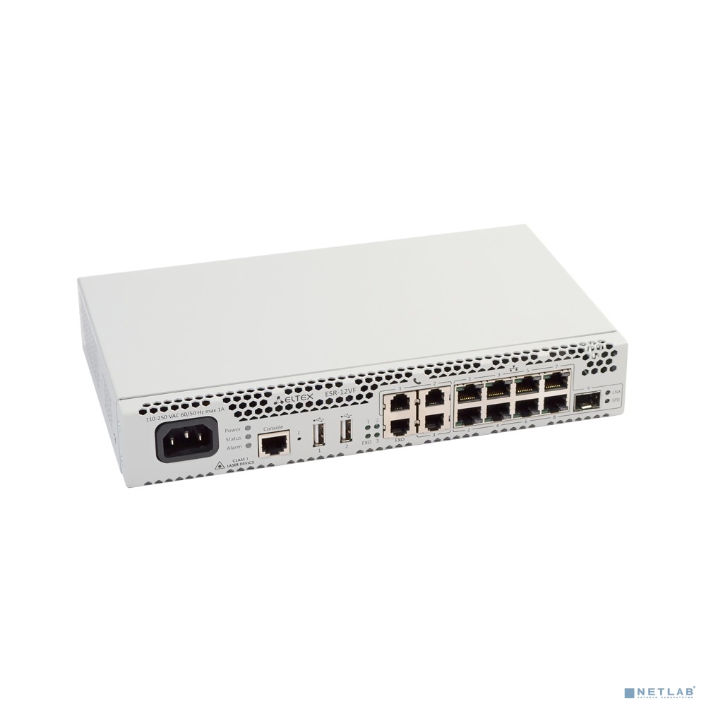 ELTEX ESR-12VF Сервисный маршрутизатор 8xEthernet 10/100/1000 Base-T; 1x1000Base-X (SFP); 1xRS-232 (RJ-45); 2 порта USB2.0
