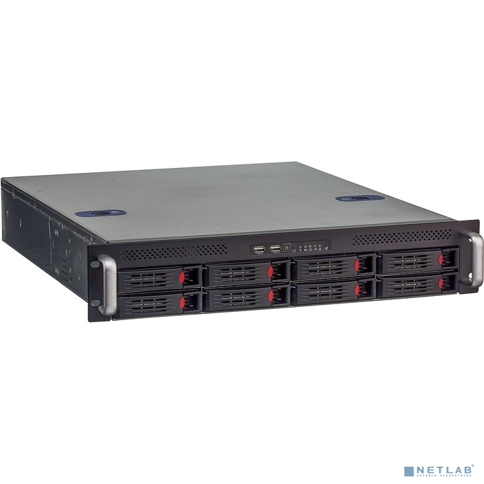 Exegate EX281290RUS Серверный корпус ExeGate Pro 2U550-HS08 &lt;RM 19&quot;, высота 2U, глубина 550, БП 1U-600ADS, 8xHotSwap, USB&gt;