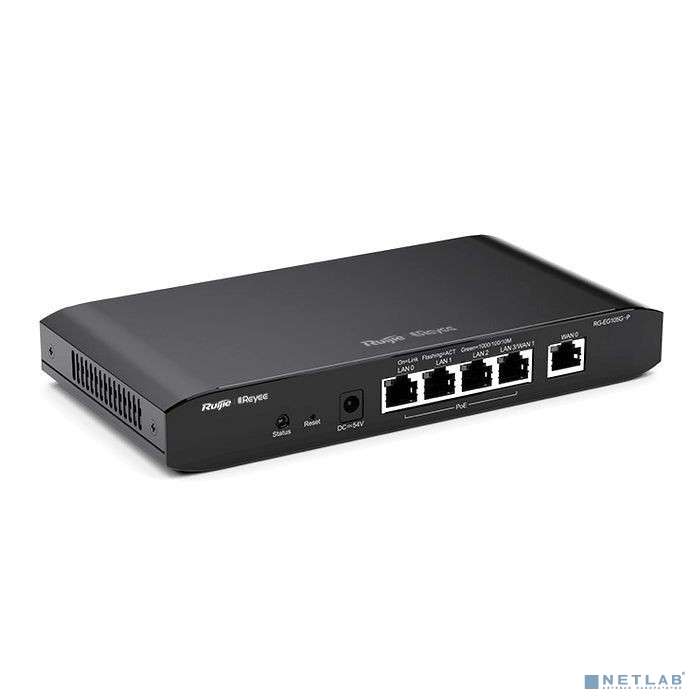 Ruiji Reyee RG-EG105G 5-Port Gigabit Cloud Managed  router, 5 Gigabit Ethernet connection Ports, support up to 2 WANs,  100 concurrent users, 300Mbps.