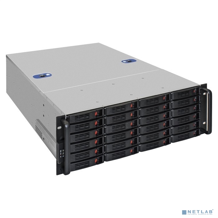 Exegate EX293270RUS Серверный корпус ExeGate Pro 4U660-HS24 &lt;RM 19&quot;, высота 4U, глубина 660, БП 1100RADS, 24xHotSwap, USB&gt;