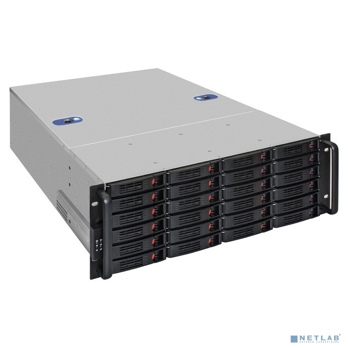 Exegate EX293275RUS Серверный корпус ExeGate Pro 4U660-HS24 &lt;RM 19&quot;, высота 4U, глубина 660, БП 800RADS, 24xHotSwap, USB&gt;