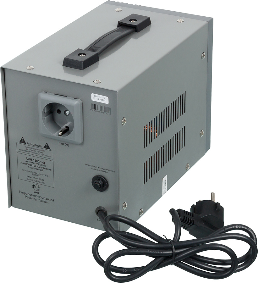 Ресанта АСН-1 500/1-Ц 63/6/3 Стабилизатор {220В±8%, Габариты 237х140х170, Вес 4,5 кг}