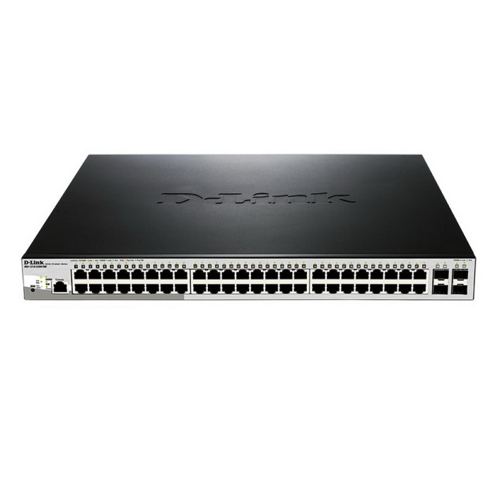 D-Link DGS-1210-52MP/ME/B1A PROJ Управляемый коммутатор 2 уровня с 48 портами 10/100/1000Base-T с поддержкой PoE и 4 портами 1000Base-X SFP