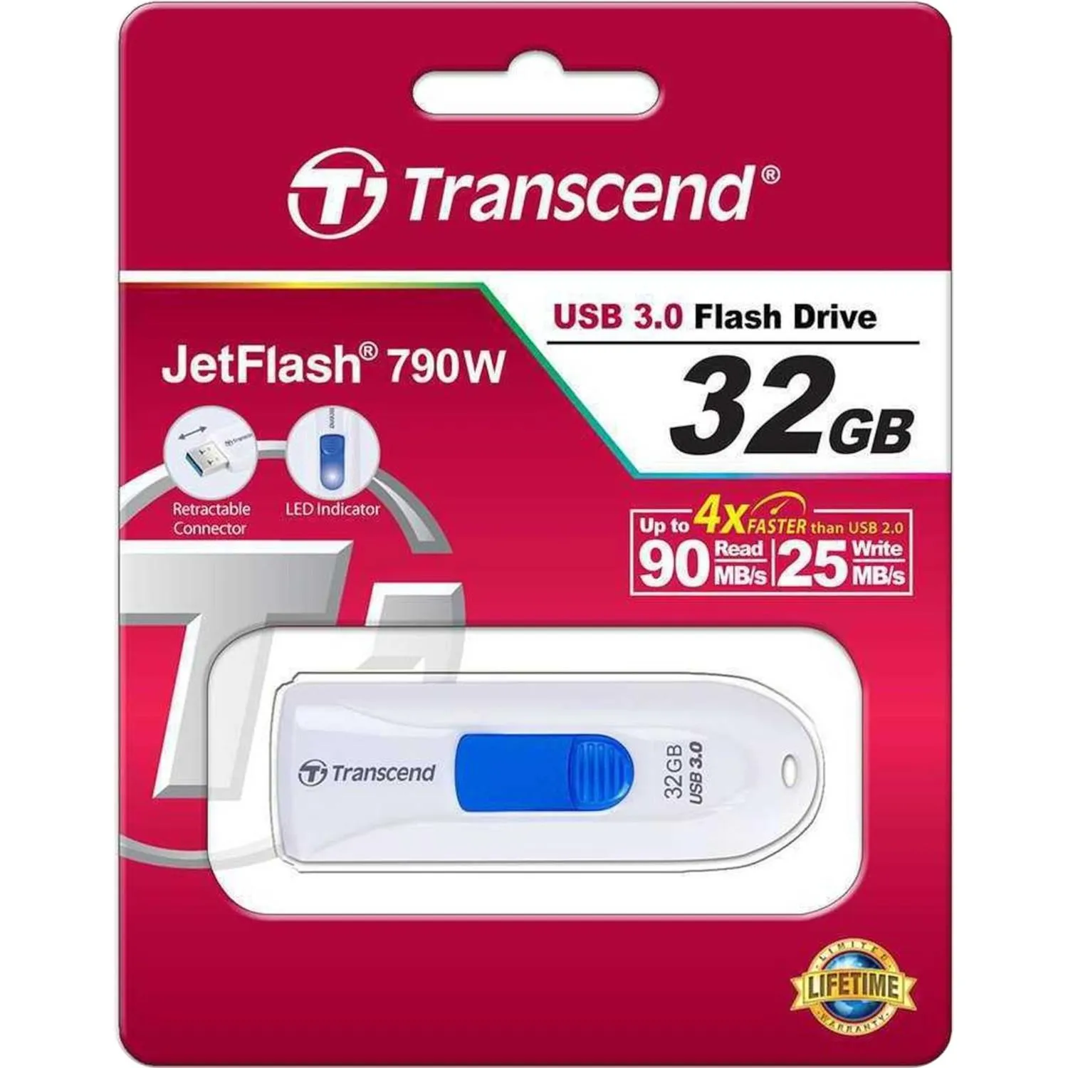Transcend USB Drive 32Gb JetFlash 790 TS32GJF790W {USB 3.0}