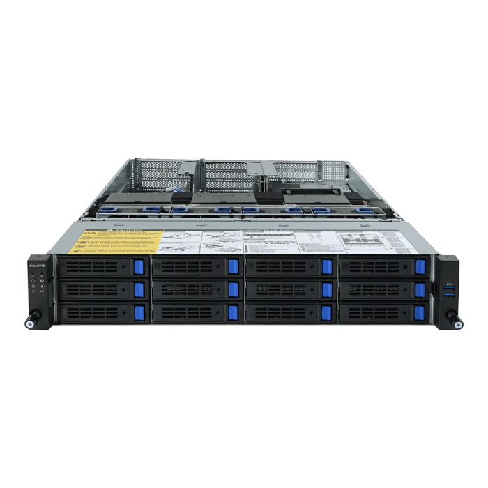 Платформа системного блока R282-Z93 2U, 2x Epyc 7002/7003 (up to 240W), 32x DIMM DDR4, 12x 3.5&quot; SAS/SATA, 2x 1Gb/s (Intel I350-AM2), 5x PCIE Gen 4 x16 (support 3x double slot GPU), 1x OCP 3.0 x16, 1x