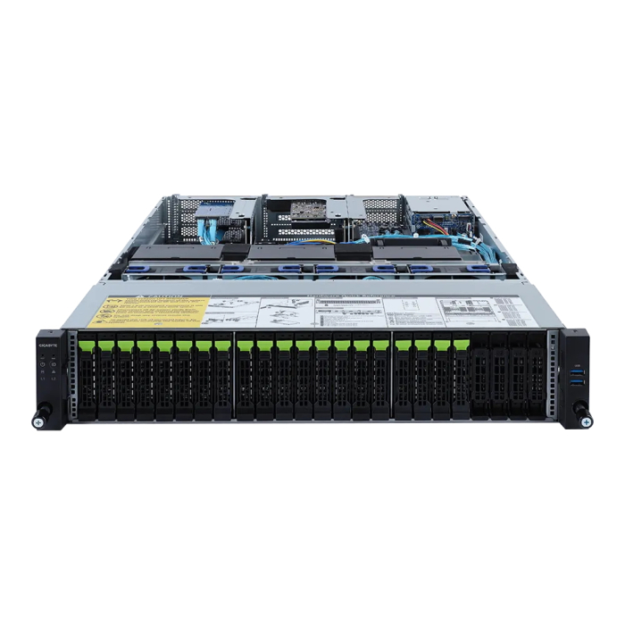 Платформа системного блока R282-Z9G 2U, 2x Epyc 7002/7003, 32x DIMM DDR4, 20x 2.5&quot; NVME Gen4, 2x 2.5&quot; SATA/SAS in rear side, 1x SupremeRAID SR-1000, 2x 1Gb/s (Intel I350-AM2), 1x PCIE Gen 4 x16, 1x M.