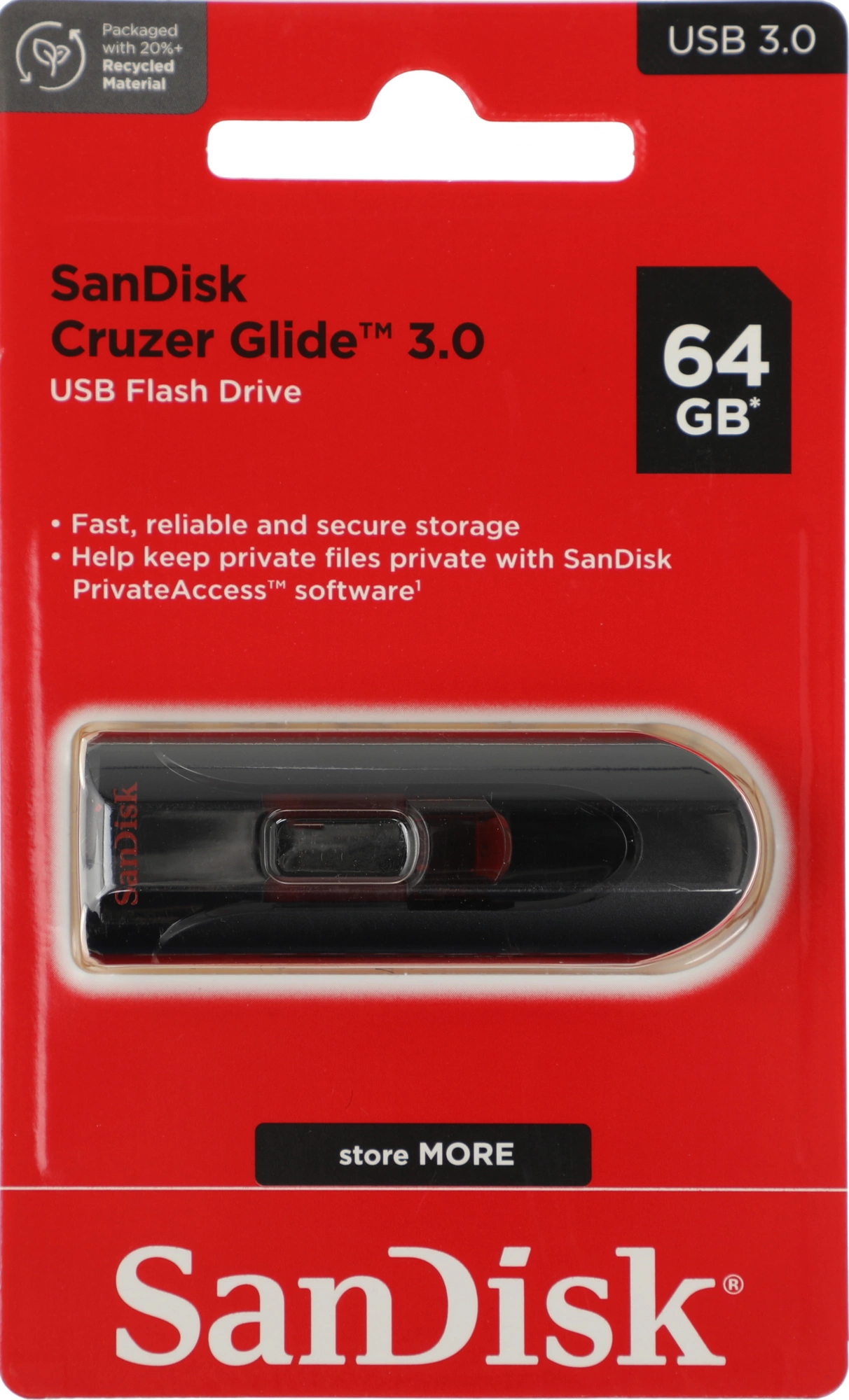 SanDisk USB Drive 64Gb Cruzer Glide SDCZ600-064G-G35 {USB3.0, Black}