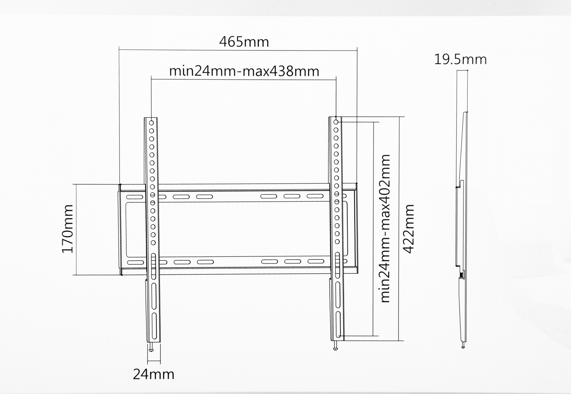 Крепление Ultramounts UM812F {Для использования с телевизорами диагональю 32"-55", весом до 35кг.Расстояние телевизора от стены 19.5мм. VESA 200х200, 400х200, 300х300 400х400}